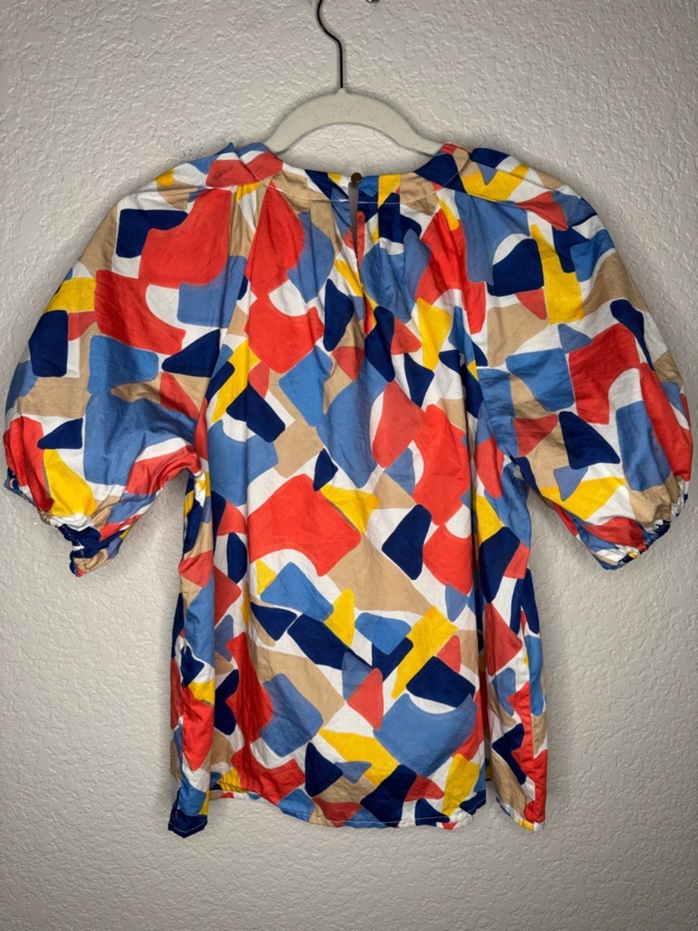 NEW TYLER BOE Renee Puzzle Top Multi Color Small Puff Sleeve Summer Spring - Picture 4 of 5